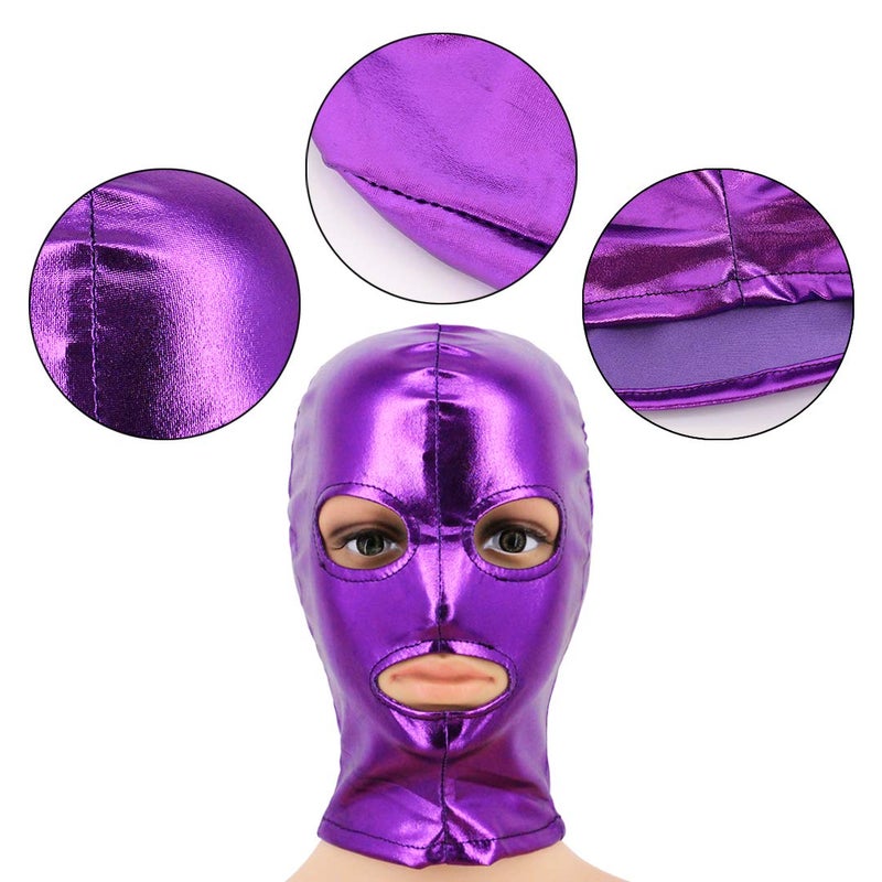 Vimoisa Metallic Cycling Face Neck Mask Hat Ultra Balaclava Hood(Purple) - Image 2